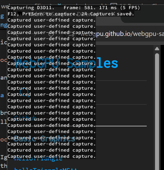 RenderDoc Captured overlay