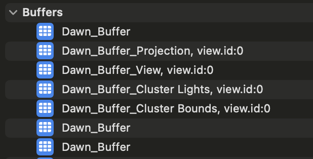 Xcode Buffer list, labeled entries