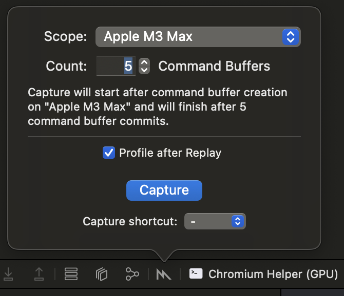 Xcode Metal capture dialog